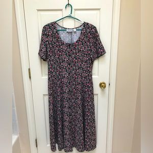 Vintage Floral Rose Print Dress Size: 13